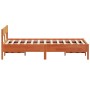Estructura cama con cabecero madera pino marrón cera 135x190 cm