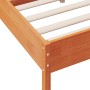 Bed frame with wax brown pine wood headboard 135x190 cm by vidaXL, Beds and slatted bases - Ref: Foro24-842773, Price: 126,99...