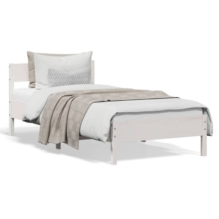 White pine wood bed frame with headboard 100x200cm by vidaXL, Beds and slatted bases - Ref: Foro24-842759, Price: 98,99 €, Di...