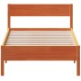 Bed frame with wax brown pine wood headboard 90x200 cm by vidaXL, Beds and slatted bases - Ref: Foro24-842765, Price: 94,99 €...