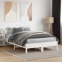 Estructura de cama con cabecero madera pino blanco 135x190 cm