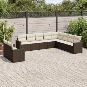 Set mit 10 Gartensofas und Kissen synthetisches Rattanbraun von vidaXL, Modulare Sofas für den Außenbereich - Ref: Foro24-325...