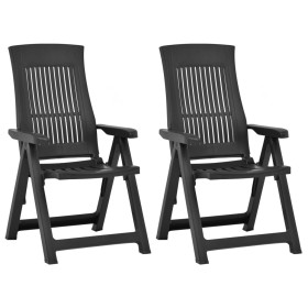 Reclining garden chairs 2 units in anthracite plastic by vidaXL, Garden chairs - Ref: Foro24-48765, Price: 192,99 €, Discount: %