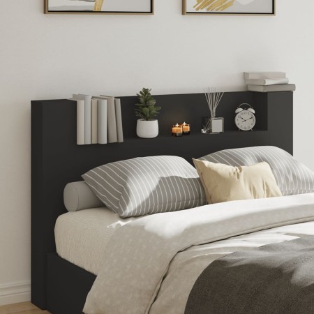 Cabecero de cama con luz LED negro 160x16,5x103,5 cm