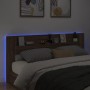 Cabecero de cama con luz LED marrón roble 220x16,5x103,5 cm