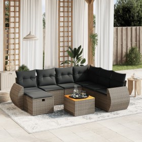 Garden sofa set 8 pieces and gray synthetic rattan cushions by vidaXL, Garden sets - Ref: Foro24-3265078, Price: 543,75 €, Di...