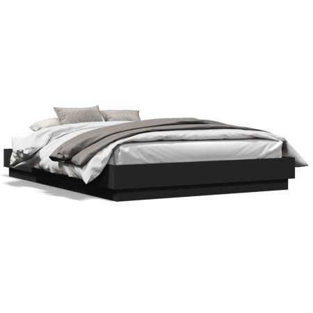 Estructura de cama madera de ingeniería negra 150x200 cm de vidaXL, Camas y somieres - Ref: Foro24-3209850, Precio: 144,12 €,...