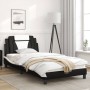Estructura de cama con cabecero cuero sintético negro y blanco
