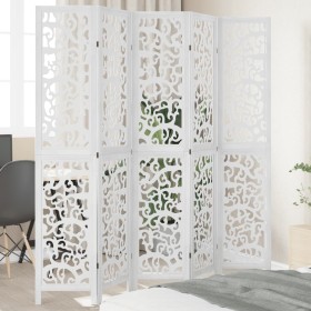 5-panel solid Paulownia wood white room divider by vidaXL, Room dividers - Ref: Foro24-358743, Price: 141,99 €, Discount: %