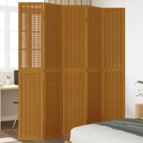 5-panel solid paulownia wood brown room divider by vidaXL, Room dividers - Ref: Foro24-358824, Price: 135,99 €, Discount: %