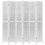 Biombo separador de 6 paneles madera maciza Paulownia blanco
