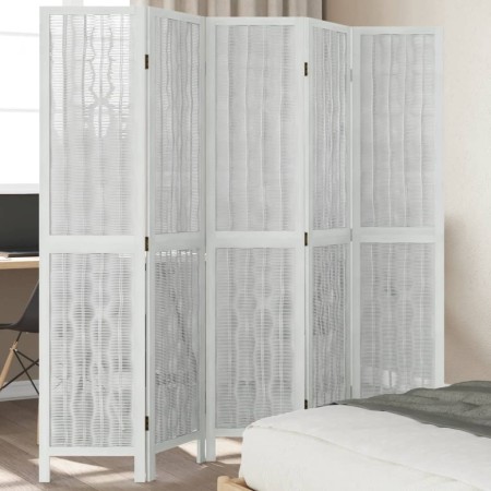 5-panel solid Paulownia wood white room divider by vidaXL, Room dividers - Ref: Foro24-358678, Price: 135,99 €, Discount: %