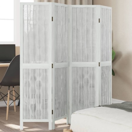 4-panel solid Paulownia wood room divider screen in white. by vidaXL, Room dividers - Ref: Foro24-358673, Price: 96,38 €, Dis...