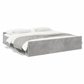 Concrete gray engineered wood bed with drawers 180x200 cm by vidaXL, Beds and slatted bases - Ref: Foro24-3280275, Price: 165...