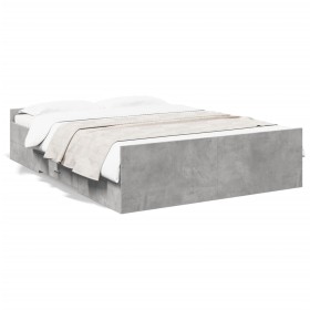 Cama con cajones madera de ingeniería gris hormigón 120x190 cm de vidaXL, Camas y somieres - Ref: Foro24-3280324, Precio: 138...