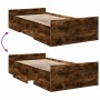 Smoked oak engineered wood bed with drawers 100x200 cm by vidaXL, Beds and slatted bases - Ref: Foro24-3280332, Price: 122,78...