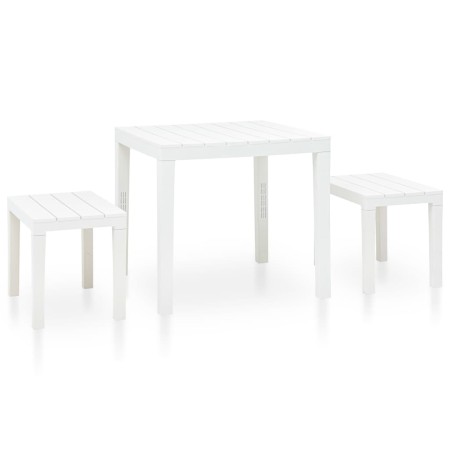 Mesa de jardín con 2 bancos plástico blanco de vidaXL, Conjuntos de jardín - Ref: Foro24-48777, Precio: 74,99 €, Descuento: %