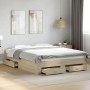 Sonoma oak engineered wood bed with drawers 150x200 cm by vidaXL, Beds and slatted bases - Ref: Foro24-3280379, Price: 189,20...