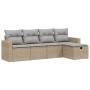 Garden sofa set with beige mixed cushions, 5 pieces, PE rattan. by vidaXL, Garden sets - Ref: Foro24-3263465, Price: 328,60 €...