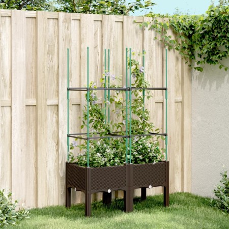 Planter with brown PP trellis 80x40x142.5 cm by vidaXL, Pots and planters - Ref: Foro24-367955, Price: 50,99 €, Discount: %