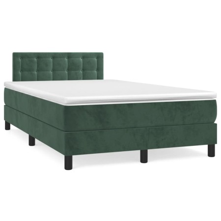 Box spring bed with mattress and LED dark green velvet 120x190cm by vidaXL, Beds and slatted bases - Ref: Foro24-3270180, Pri...