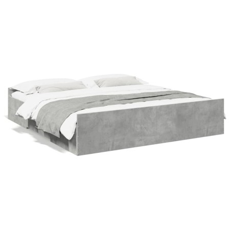 Concrete gray engineered wood bed with drawers 200x200 cm by vidaXL, Beds and slatted bases - Ref: Foro24-3280268, Price: 170...