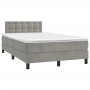 Box spring bed with mattress and LED light gray velvet 120x190 cm by vidaXL, Beds and slatted bases - Ref: Foro24-3270177, Pr...