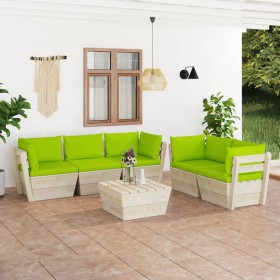 6-piece pallet garden furniture and fir wood cushions by vidaXL, Garden sets - Ref: Foro24-3063527, Price: 489,72 €, Discount: %