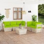 6-piece pallet garden furniture and fir wood cushions
