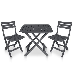 Folding garden table and chairs 3 pieces anthracite plastic by vidaXL, Garden sets - Ref: Foro24-48753, Price: 95,99 €, Disco...