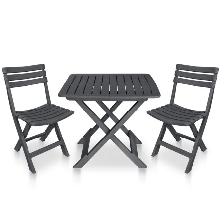 Folding garden table and chairs 3 pieces anthracite plastic by vidaXL, Garden sets - Ref: Foro24-48753, Price: 95,14 €, Disco...