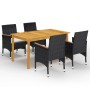 Juego de comedor de jardín 5 piezas con cojines negro de vidaXL, Conjuntos de jardín - Ref: Foro24-3095866, Precio: 370,99 €,...