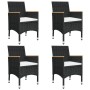 Juego de comedor de jardín 5 piezas con cojines negro de vidaXL, Conjuntos de jardín - Ref: Foro24-3095866, Precio: 370,99 €,...