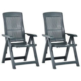 Reclining garden chairs 2 units green plastic by vidaXL, Garden chairs - Ref: Foro24-48767, Price: 163,99 €, Discount: %