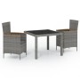 Set de comedor de jardín 3 pzas y cojines ratán sintético negro de vidaXL, Conjuntos de jardín - Ref: Foro24-3094933, Precio:...