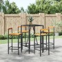 Bartisch und Gartenhocker 5 Stück Akazienholz PE Rattan schwarz von vidaXL, Gartensets - Ref: Foro24-3187691, Preis: 262,40 €...