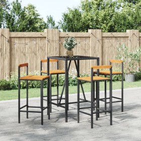 Bar table and garden stools 5 pieces acacia wood PE rattan black by vidaXL, Garden sets - Ref: Foro24-3187691, Price: 262,99 ...