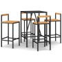 Bar table and garden stools 5 pieces acacia wood PE rattan black by vidaXL, Garden sets - Ref: Foro24-3187691, Price: 262,81 ...