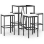 Garden table and high stools 5 pieces and black PE rattan cushions by vidaXL, Garden sets - Ref: Foro24-3187632, Price: 222,9...