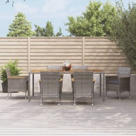 Garten-Essgruppe 7-teilig und graue synthetische Rattankissen von vidaXL, Gartensets - Ref: Foro24-3187368, Preis: 525,99 €, ...