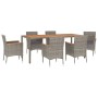 Set comedor jardín 7 pzas y cojines ratán sintético gris de vidaXL, Conjuntos de jardín - Ref: Foro24-3187368, Precio: 556,59...