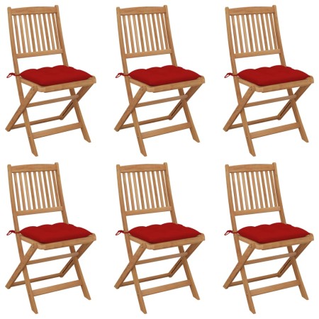 6 pcs folding garden chairs and solid acacia wood cushions by vidaXL, Garden chairs - Ref: Foro24-3075015, Price: 310,97 €, D...