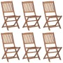 6 pcs folding garden chairs and solid acacia wood cushions by vidaXL, Garden chairs - Ref: Foro24-3075015, Price: 310,97 €, D...