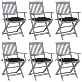 Folding garden chairs 6 pcs solid acacia wood cushions by vidaXL, Garden chairs - Ref: Foro24-3065429, Price: 302,95 €, Disco...