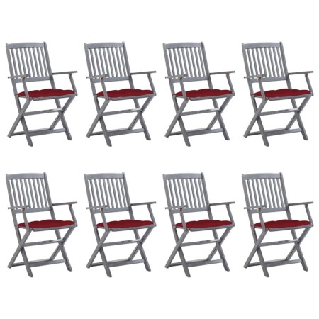 8 pcs folding garden chairs and solid acacia wood cushions by vidaXL, Garden chairs - Ref: Foro24-3078286, Price: 378,99 €, D...