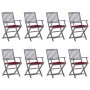 8 pcs folding garden chairs and solid acacia wood cushions by vidaXL, Garden chairs - Ref: Foro24-3078286, Price: 378,99 €, D...