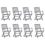 8 pcs folding garden chairs and solid acacia wood cushions by vidaXL, Garden chairs - Ref: Foro24-3078286, Price: 378,99 €, D...