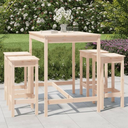 Garden table and high stools set 5 pieces solid pine wood by vidaXL, Garden sets - Ref: Foro24-3154745, Price: 281,99 €, Disc...