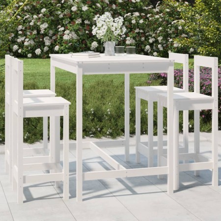 Set de mesa y taburetes altos jardín 5 pzas madera pino blanco de vidaXL, Conjuntos de jardín - Ref: Foro24-3154751, Precio: ...