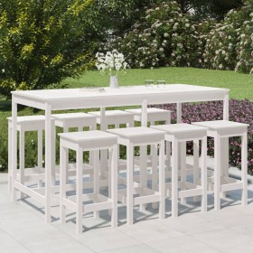 Garden table and high stools 9 pieces solid white pine wood by vidaXL, Garden sets - Ref: Foro24-3154766, Price: 641,34 €, Di...